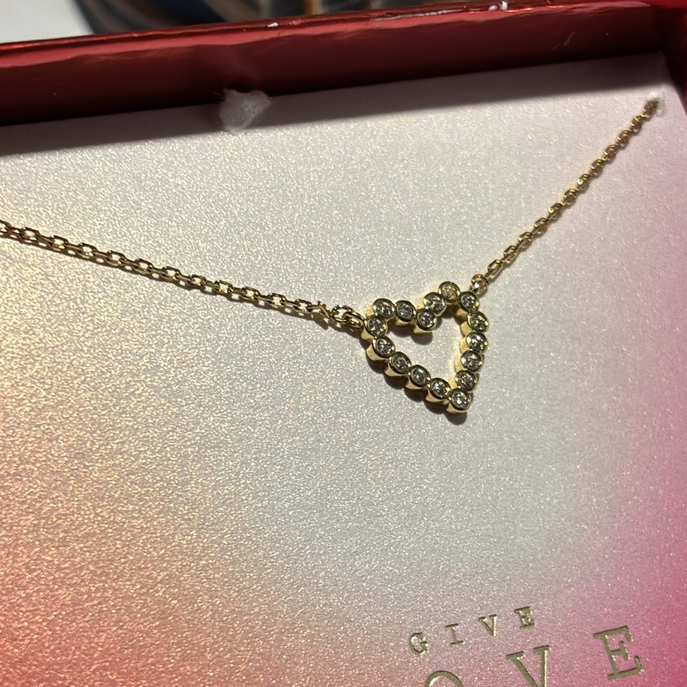 A New Day 14K Gold Dipped Cubic Zirconia Open Heart Pendant Necklace - Picture 7 of 9